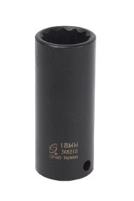 Sunex SUU-368218 3/8-Inch Drive 18-mm 12-Point Deep Impact Socket