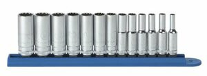 APEX TOOL GROUP GWR80308 SKT SET 1/4 DR 12 PT Deep METRIC 13 PC
