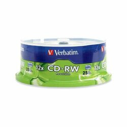 VERBATIM STORAGE MEDIA 95155 DISC, CD-R/W 80 MIN, 700MB,  BRANDED,4X - 12X, HIGH SPEED, 25 PK, SPINDLE
