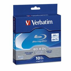 VERBATIM AMERICAS LLC 97335 VERBATIM BD-R DL 50GB 6X WITH BRANDED SURFACE-10PK SPINDLE BOX