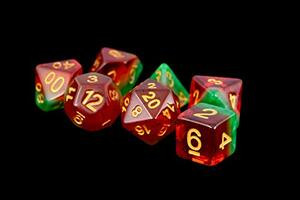 Metallic Dice Games LIC615 7-Set: Fruit Watermelon/gd