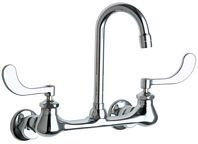 Chicago Faucets C631XKABCP ® LEAD-FREE WALL-MOUNTED HOSPITAL SINK FAUCET, 5.25-INCH GOOSENECK SPOUT, WRISTBLADE HANDLES, 2.2 GPM AERATOR