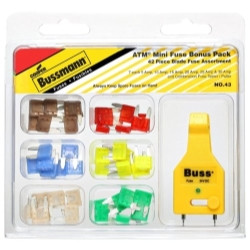 Cooper Bussmann BSMNO.43 Atm Mini Blade Fuse Kit Contains Atm-5, 10, 15, 20, 25 & 30 Amp Fuses And Ft-3 Fuse Tester/Puller C