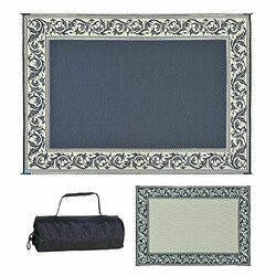 MINGS MARK INC672-RD1BLK 6X9 PATIOMAT BLACK/BEIGE