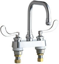 Chicago Faucets C526317ABCP Chicago Faucet Chrome Commercial Grade Centerset Laundry/Service Faucet with Wrist Blade Handles and 4" Centers