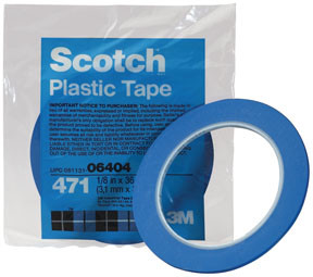 3M 3M-6404 Mmm - Plastic Tape 1/8" Blue #471 -