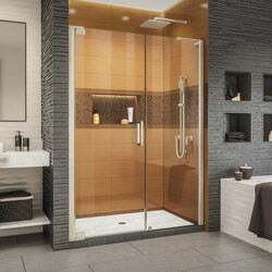 DreamLine SHDR-4330240-04 The DreamLine Elegance-LS pivot shower door or enclosure has a modern frameless design to enhance any decor with an open, inviting look. The Elegance-LS easily becomes the focal point of your bathroom with a custom glass