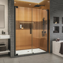 DreamLine SHDR-4330300-09 The DreamLine Elegance-LS pivot shower door or enclosure has a modern frameless design to enhance any decor with an open, inviting look. The Elegance-LS easily becomes the focal point of your bathroom with a custom glass