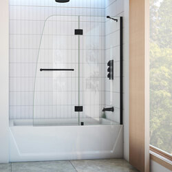 DreamLine SHDR-3148586-09 The DreamLine Aqua is frameless shower or tub screen with European appeal and modern architectural design. With a stunning curved silhouette that creates an open, inviting feel, the Aqua will transform your bathroom with
