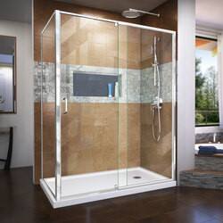 DreamLine SHDR-2234580-RT-01 The DreamLine Flex pivot shower door or enclosure has modern appeal and a semi-frameless design that is ideal for those that want the beauty of frameless glass, but have budget or design limitations. The versatile Flex