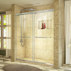 DreamLine SHDR-1360760-01 The DreamLine Charisma shower or tub door has a contemporary, bold frameless design, bringing the functionality and convenience of a double sliding bypass action to your bathing area. The Charisma glides smoothly on sleek