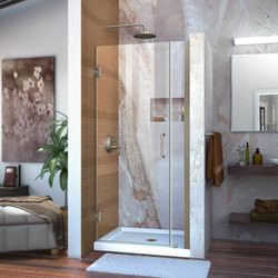 DreamLine SHDR-20317210-04 The DreamLine Unidoor is a frameless swing shower door designed in step with modern market trends. The elegant design and an incredible range of sizes are combined in the Unidoor for the look of custom glass at an
