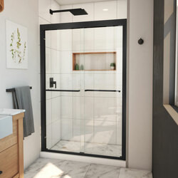 DreamLine SHDR-1848720-09 The DreamLine Duet Plus sliding bypass shower or tub door has a sleek, elegant design that will complement both classic and modern bathroom decors. The Duet Plus features semi-frameless glass and smooth gliding rollers for a