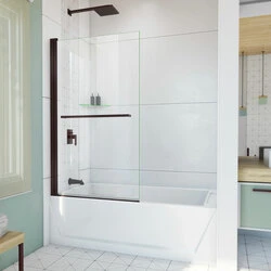 DreamLine SD-373458Q-06 The DreamLine Aqua-Q Swing is a frameless tub screen with a continuous pivot. The design offers a clean and elegant look to complement your open-space decor. Paired with a convenient towel bar, the integrated self-centering