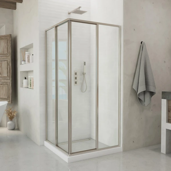 DreamLine SHEN-8134340-01 Cornerview Sliding Shower Enclosure with Corner Installation