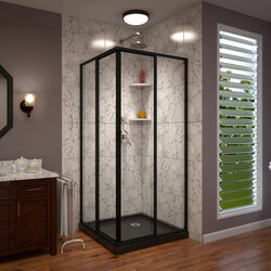 DreamLine DL-6709-88-09 The DreamLine Cornerview sliding shower enclosure provides a modern solution to maximize space with a corner installation and center opening design. The Cornerview has a straight edged style that provides a comfortable