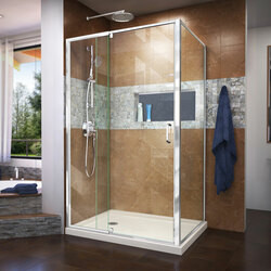 DreamLine DL-6719L-22-01 The DreamLine Flex pivot shower enclosure and SlimLine base kit offers modern appeal at a budget friendly price point. The versatile Flex model combines cutting-edge pivot hardware, simple installation and dependable