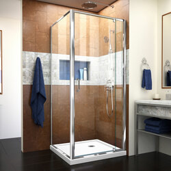 DreamLine DL-6715-01CL The DreamLine Flex pivot shower enclosure and SlimLine base kit offers modern appeal at a budget friendly price point. The versatile Flex model combines cutting-edge pivot hardware, simple installation and dependable