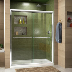 DreamLine DL-6951R-01CL The DreamLine Duet sliding bypass shower or tub door has a sleek, elegant design that will complement both classic and modern bathroom decors. The Duet features semi-frameless glass and smooth gliding rollers for a touch of