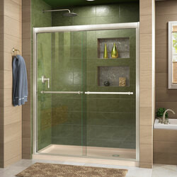 DreamLine DL-6951R-22-04 The DreamLine Duet sliding bypass shower or tub door has a sleek, elegant design that will complement both classic and modern bathroom decors. The Duet features semi-frameless glass and smooth gliding rollers for a touch of