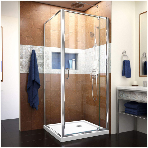 DreamLine Flex DL-6714-01CL Pivot Shower Enclosure with SlimLine Base Kit
