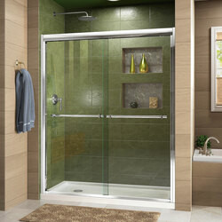 DreamLine DL-6952L-01CL The DreamLine Duet sliding bypass shower or tub door has a sleek, elegant design that will complement both classic and modern bathroom decors. The Duet features semi-frameless glass and smooth gliding rollers for a touch of