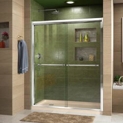 DreamLine DL-6951L-22-01 The DreamLine Duet sliding bypass shower or tub door has a sleek, elegant design that will complement both classic and modern bathroom decors. The Duet features semi-frameless glass and smooth gliding rollers for a touch of