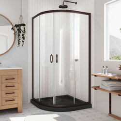 DreamLine DL-6703-89-06 The DreamLine Prime sliding shower enclosure and base kit adds style and bold design to your shower space. The neo round sliding style of the Prime enclosure can fit into virtually any corner, making it perfect for smaller to