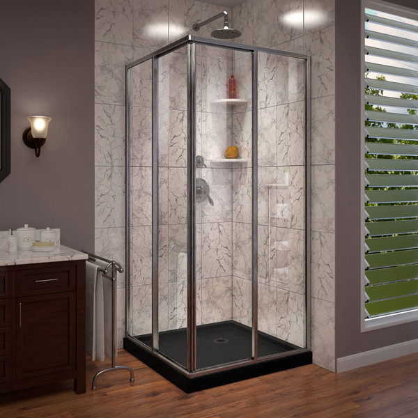 DreamLine DL-6709-88-04 Cornerview Sliding Shower Enclosure with Corner Installation