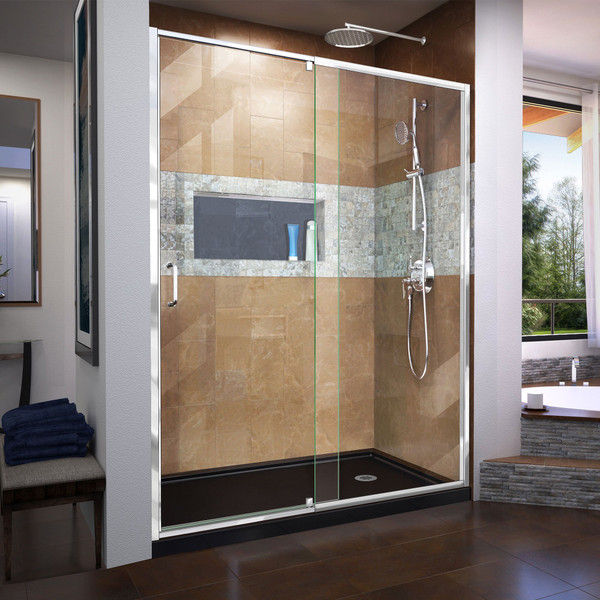 DreamLine Flex Pivot Shower Door and SlimLine Base Kit, Model DL-6222R-88-01