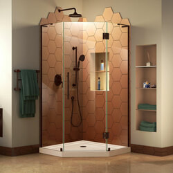 DreamLine DL-6061-22-06 The DreamLine Prism Plus is a frameless neo-angle shower enclosure with a contemporary style sure to be a perfect match to any bathroom space. The Prism Plus shines with obstruction-free patented design brackets and luxury