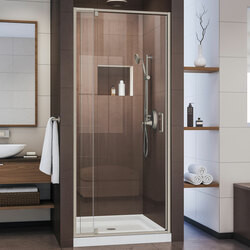 DreamLine DL-6215C-04CL The DreamLine Flex pivot shower door and SlimLine base kit offers modern appeal at a budget friendly price point. The versatile Flex model combines cutting-edge pivot hardware, simple installation and dependable performance.