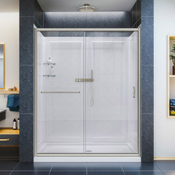 DreamLine DL-6118C-04CL The DreamLine Infinity-Z sliding shower or tub door offers classic style with a modern touch. The Infinity-Z will transform your bathroom with a beautiful balance of functionality, elegance and sophistication. A variety of