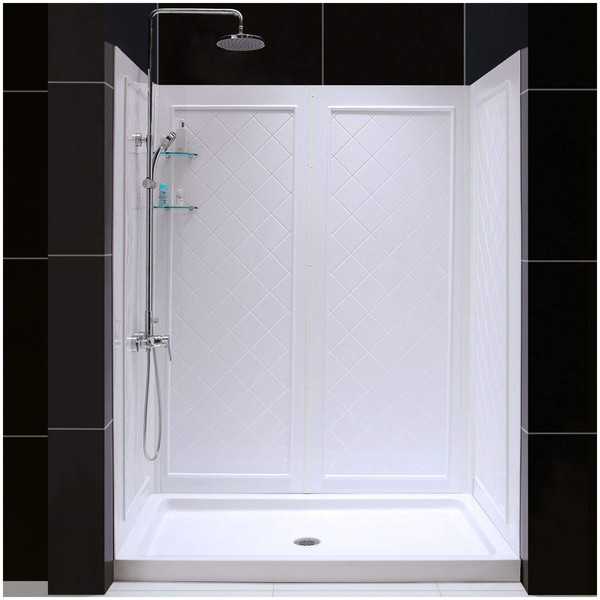 DreamLine DL-6189C-01 SlimLine Shower Base & Tile Pattern Backwall Panel Kit