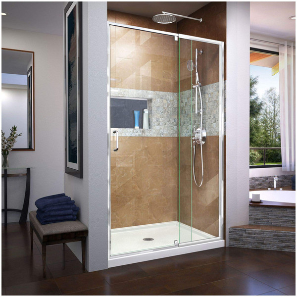 DreamLine DL-6221C-01 Flex Pivot Shower Door with SlimLine Base Kit