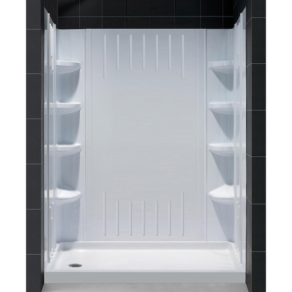 DreamLine DL-6146L-01 SlimLine Shower Base & Backwall Panel Kit – Low Profile Design