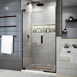 DreamLine SHDR-444014-06 The DreamLine Elegance Plus shower door combines frameless design with effortless performance to create a perfectly balanced, timeless look. Modern slim wall profiles complement the minimalist design and ensure that your