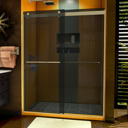 DreamLine SHDR-6360762G04 The DreamLine Sapphire is a semi-frameless sliding bypass shower or tub door with a modern, elegant design and a striking look. The Sapphire features thick tempered glass, convenient dual towel bars and sleek rollers for