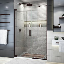 DreamLine SHDR-444622-06 The DreamLine Elegance Plus shower door combines frameless design with effortless performance to create a perfectly balanced, timeless look. Modern slim wall profiles complement the minimalist design and ensure that your