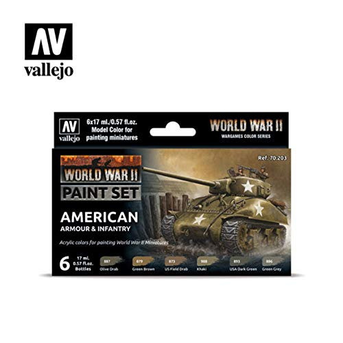 Acrylicos Vallejo VJP70203 MC: WWII:Set: American Armour & Infantry
