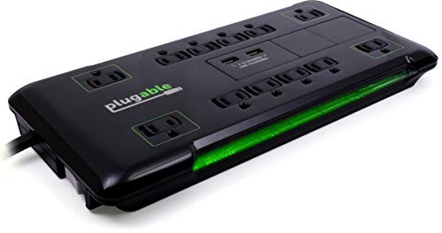PLUGABLE TECHNOLOGIES PS12-USB2B PLUGABLE 12 AC SURGE PROTECTOR BLACK 2 PORT USB CHARGER