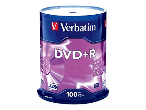 VERBATIM CORPORATION 95098 100PK DVD+R 16X 4.7GB BRANDED SPINDLE