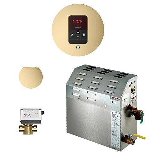 Mr Steam 9kW Steam Bath Generator with iTempo AutoFlush Square Package in Satin Brass 400C1ATSQSB