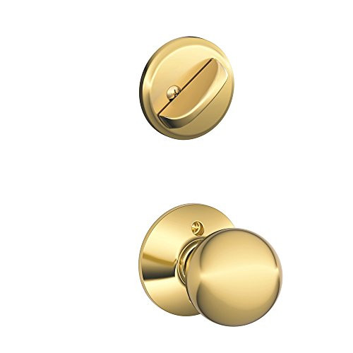 Schlage F59-ORB-605 F59 ORB 605 Orbit Interior Knob with Deadbolt, Bright Brass (Interior Half Only)