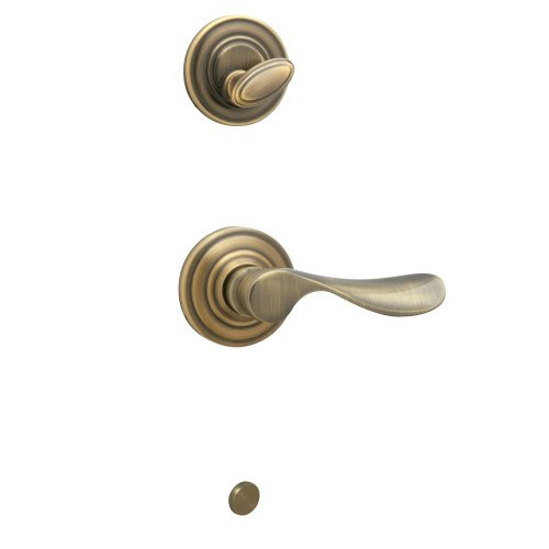 Schlage F59-CHP-609-LH F59 CHP 609 LH Champagne Interior Left-Handed Lever with Deadbolt, Antique Brass (Interior Half Only)