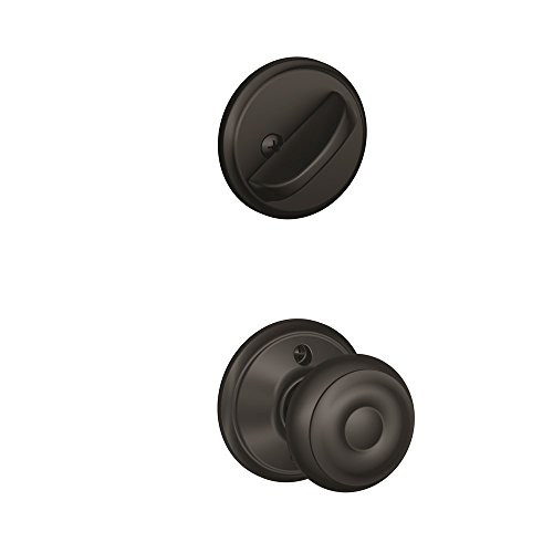 Schlage F59-GEO-622 F59 GEO 622 Georgian Interior Knob with Deadbolt, Matte Black (Interior Half Only)