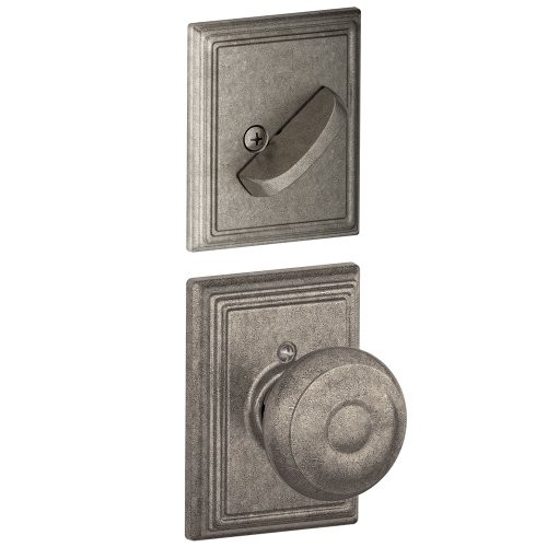 Schlage F59-GEO-621-ADD F59GEO621ADD Distressed Nickel Georgian Interior Pack Knob Set with Single Cylinder Deadbolt and Decorative Addison Rose (Interior Half Only)