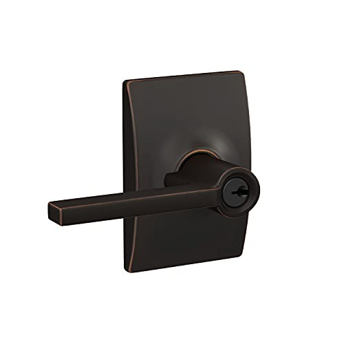 Schlage F51A-LAT-716-CEN F51ALAT716CEN Aged Bronze Latitude Keyed Entry F51A Panic Proof Door Lever with Century Rosette
