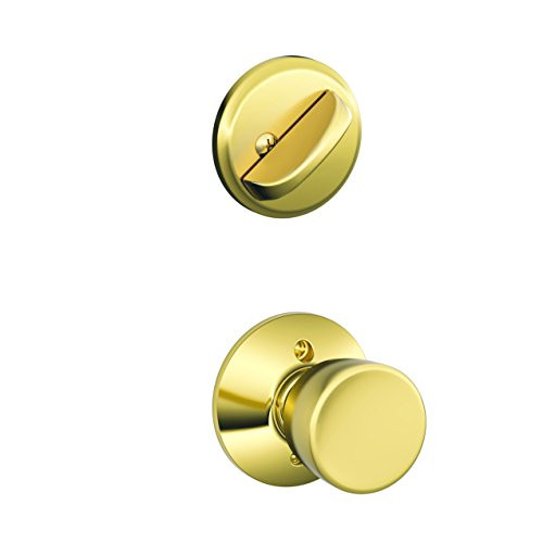 Schlage F59-BEL-605 F59 BEL 605 Bell Interior Knob with Deadbolt, Bright Brass (Interior Half Only)