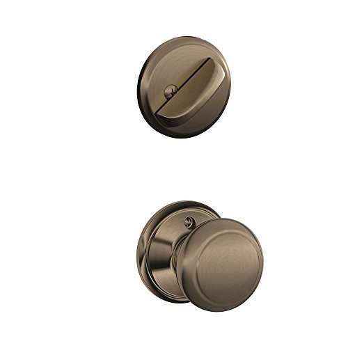 Schlage F59-AND-620 F59 AND 620 Andover Interior Knob with Deadbolt, Antique Pewter (Interior Half Only)